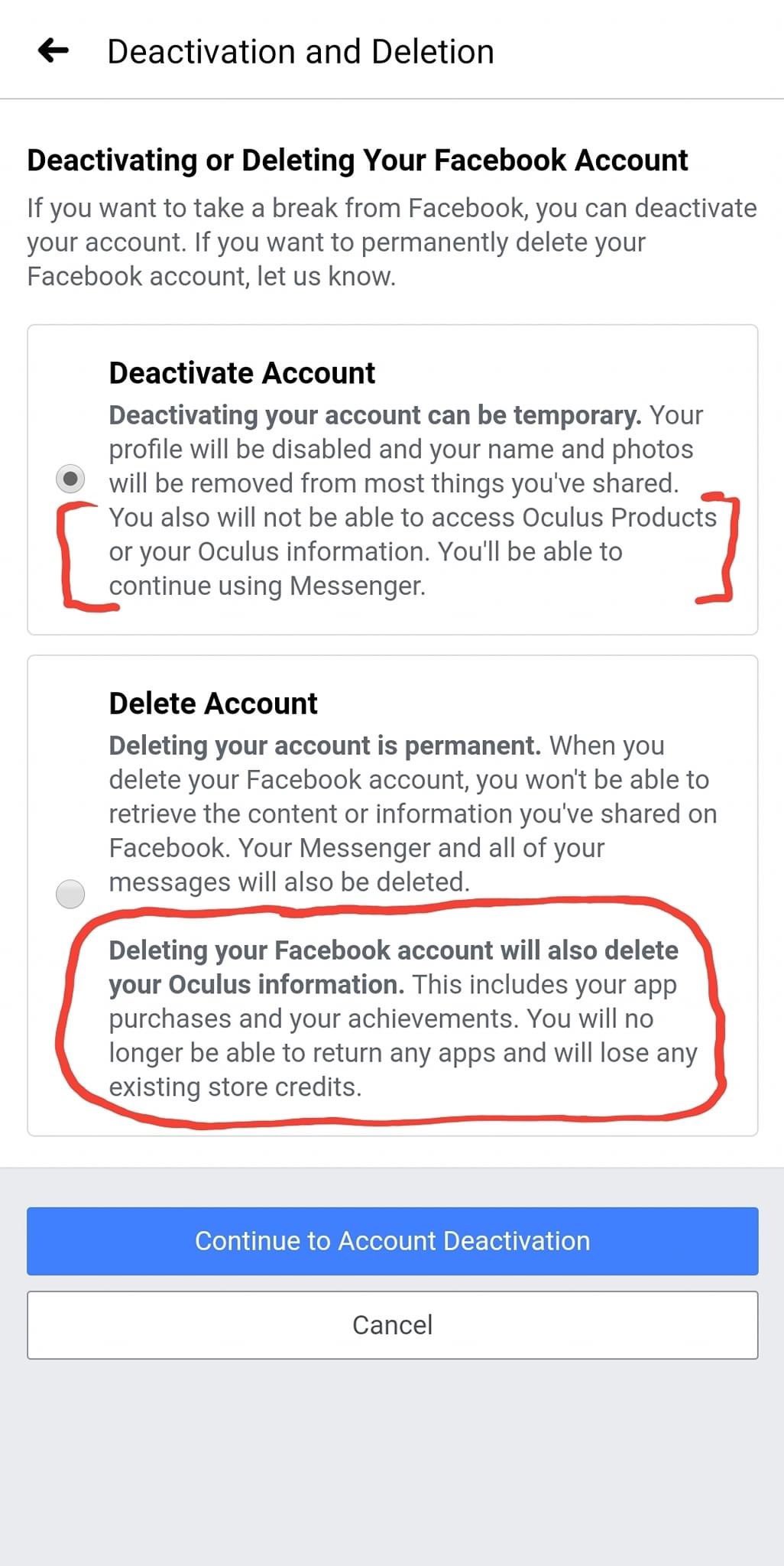 how to deactivate facebook account permanently in mobile