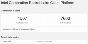Intel 8c/16t Rocket Lake score appears on Geekbench